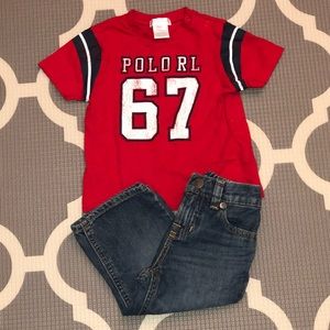 Ralph Lauren 12 Months Short Tee with Jeans Set